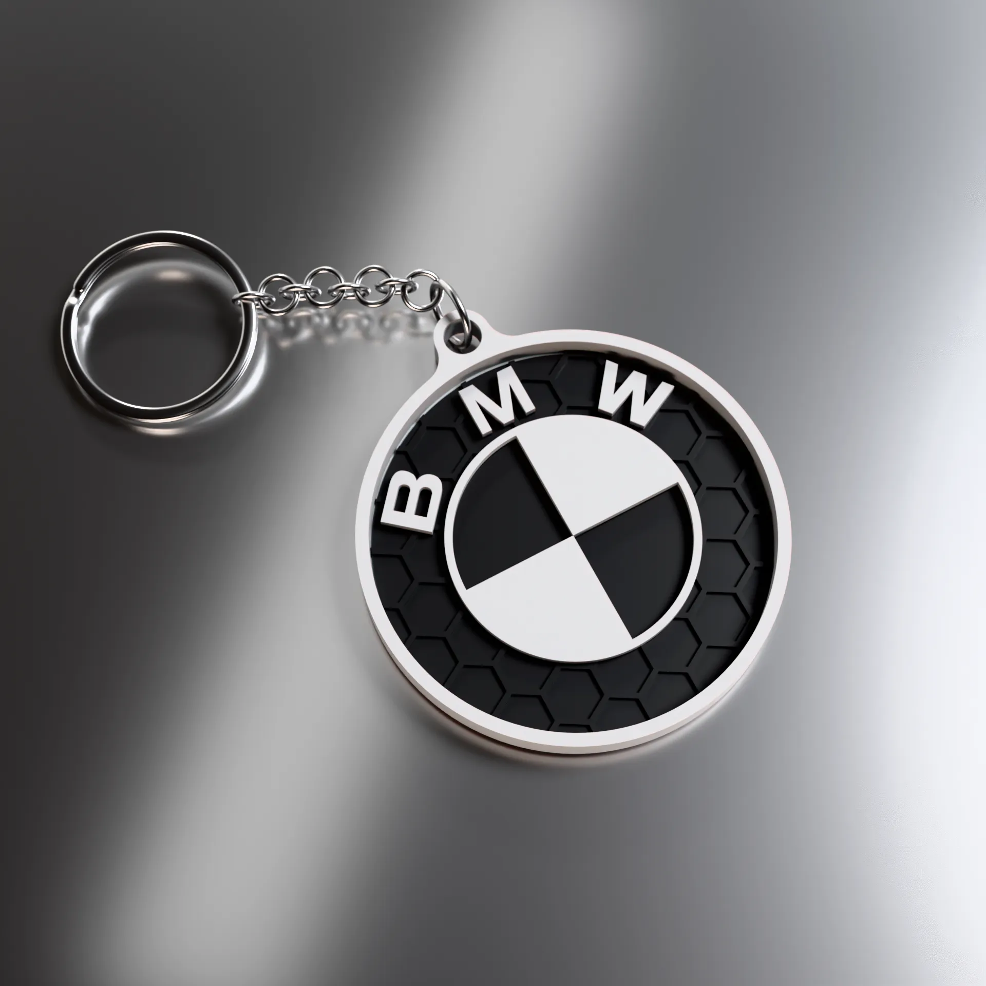 BMW Logo Keychain – 3D Printed Black & White Keyring