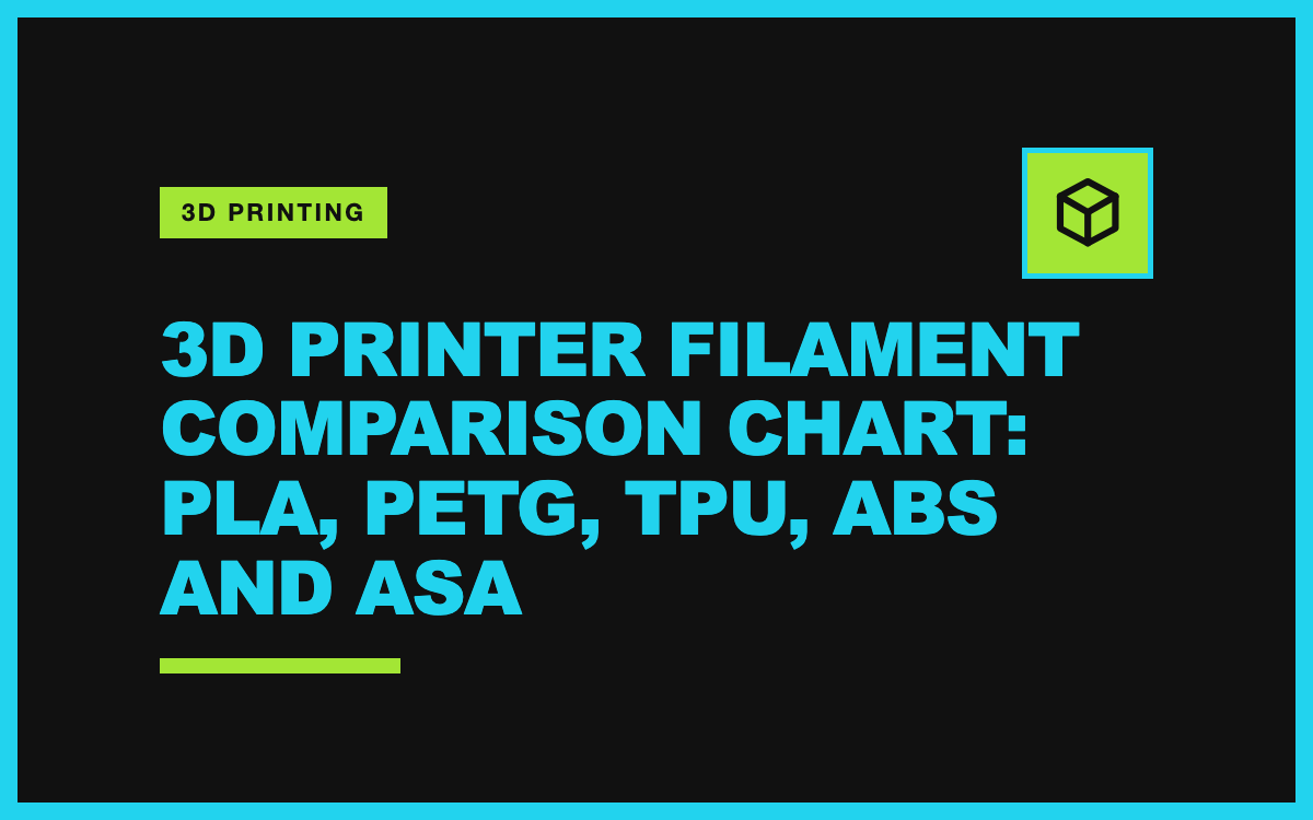 3D Printer Filament Comparison Chart: PLA, PETG, TPU, ABS and ASA