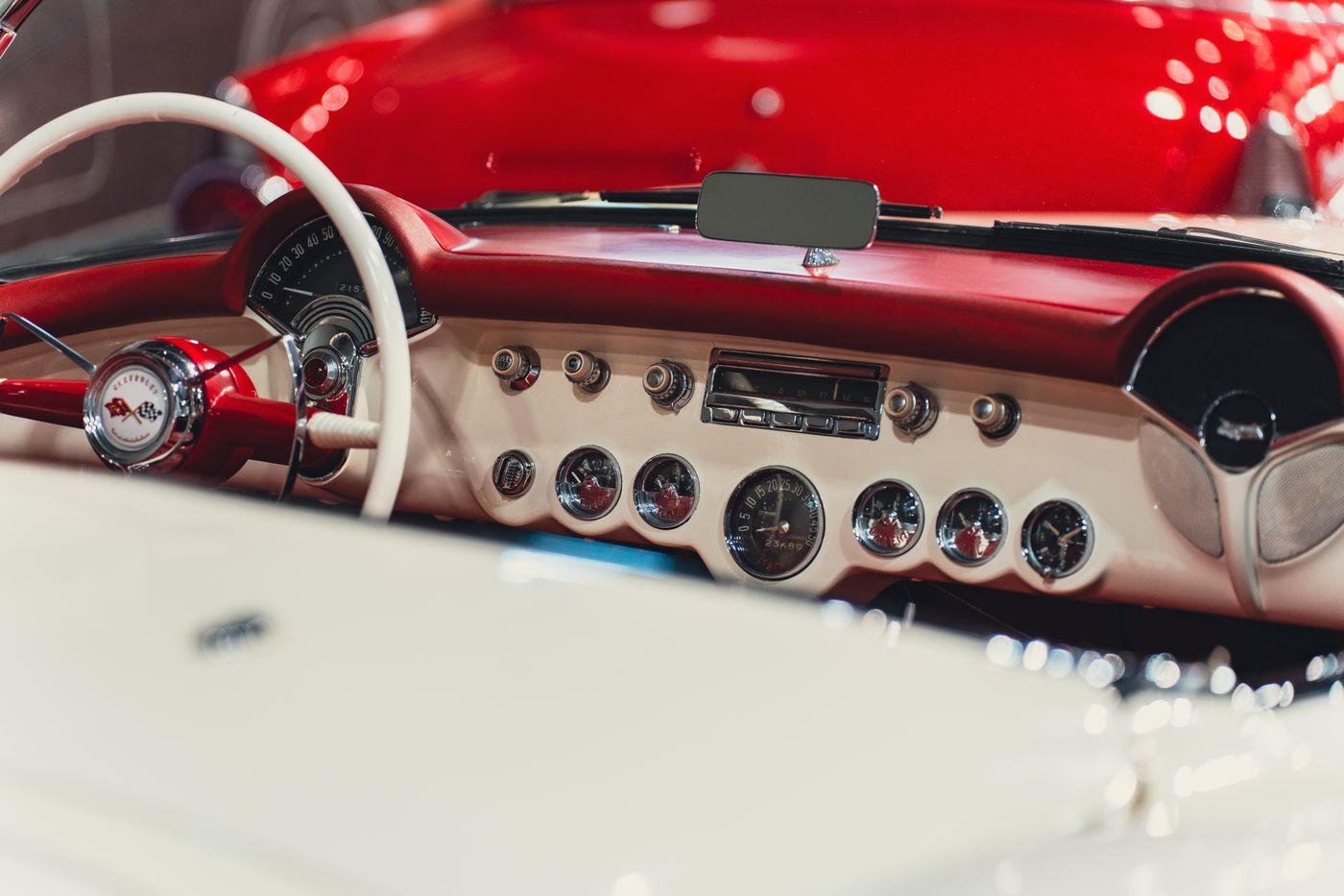 name keyring number plate — Close-up of a vintage car dashboard with retro design and classic details