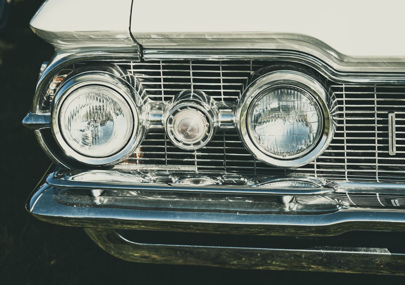 cartoon stickers for car — Detailed view of classic car headlights and grille showcasing vintage automotive design